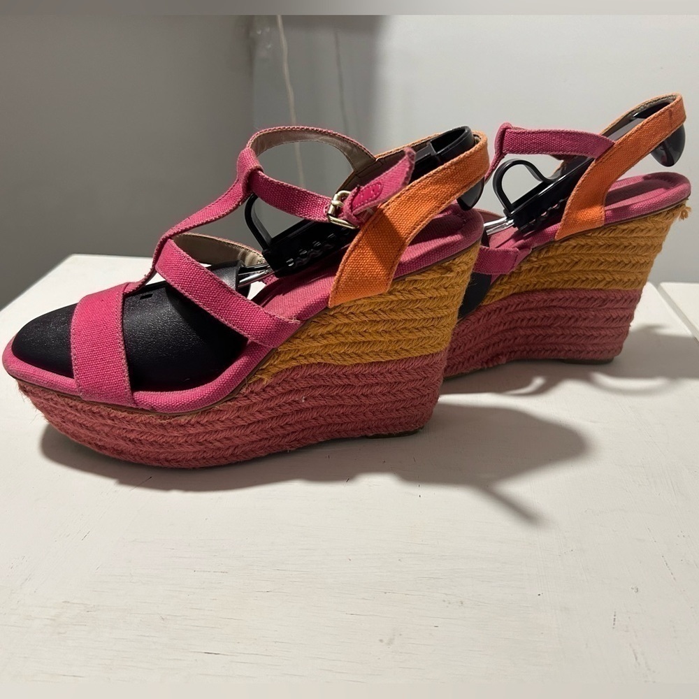 {Nine West} Orange & Pink Wedges